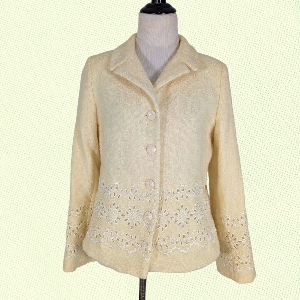 Rickie Freeman Teri Jon Blazer/Jacket 12 Yellow Wool Nylon US